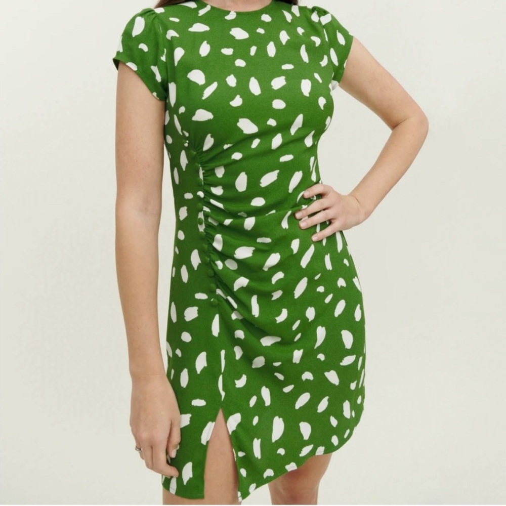 Reformation Green Artsy Print Cocktail Dress Size 2 Small